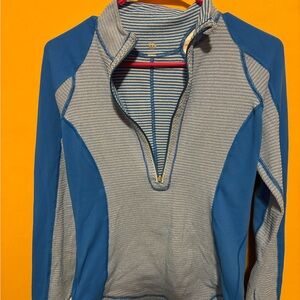 lululemon athletica Blue and Gray Striped Hoodie